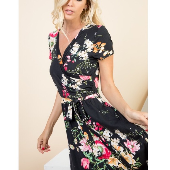 Floral Surplice Dress - Picture 2 of 5